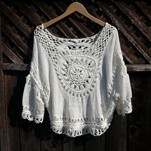 Crocheted lightweight boho hippie top it girl